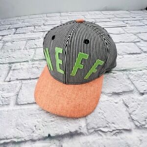 NEFF ABC Snapback Hat Black White Stripe Peach Brim Embroidered Logo OSFA